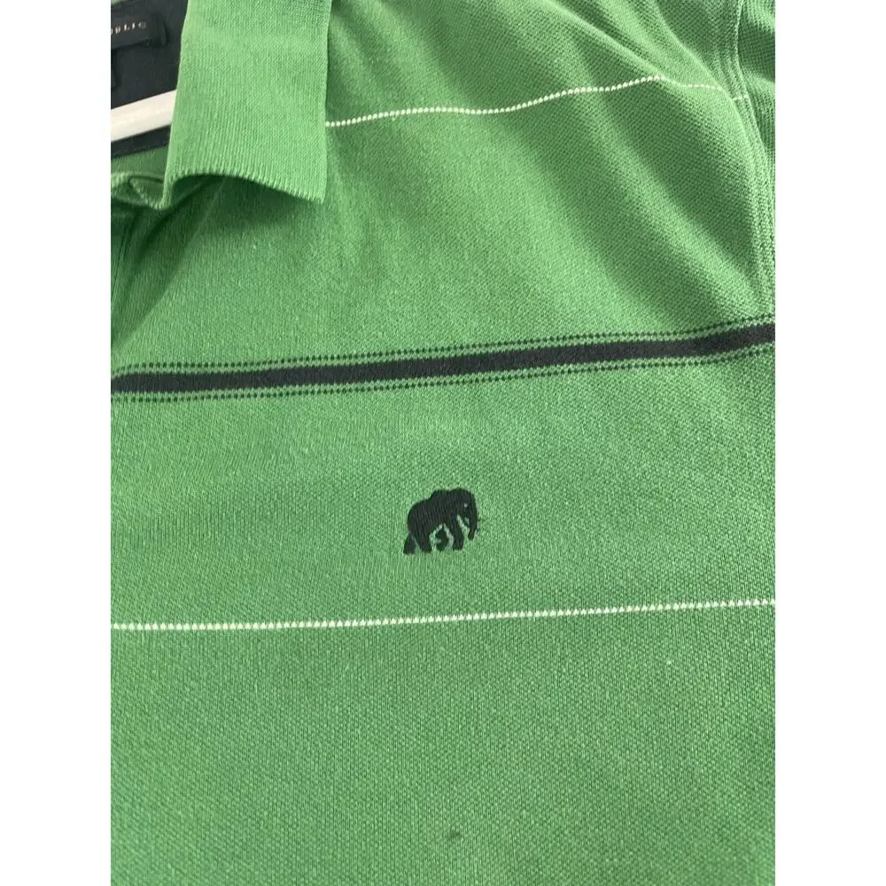 Banana Republic Polo Shirt Mens Extra Large Striped Green Logo Short Sleeve N248
